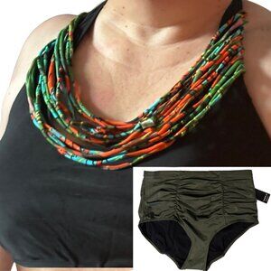NWT Torrid olive bottoms 1X & NWT Ashley Stewart 16 swim top w/attached necklace